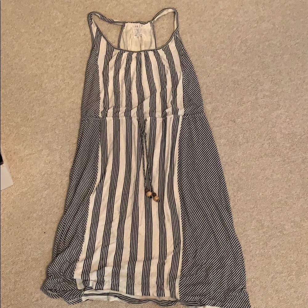 Navy and white striped dress
